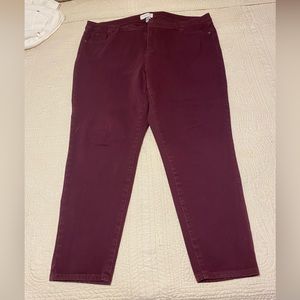 Lane Bryant 22 Wine Colored Skinny Jeans Designed in NYC